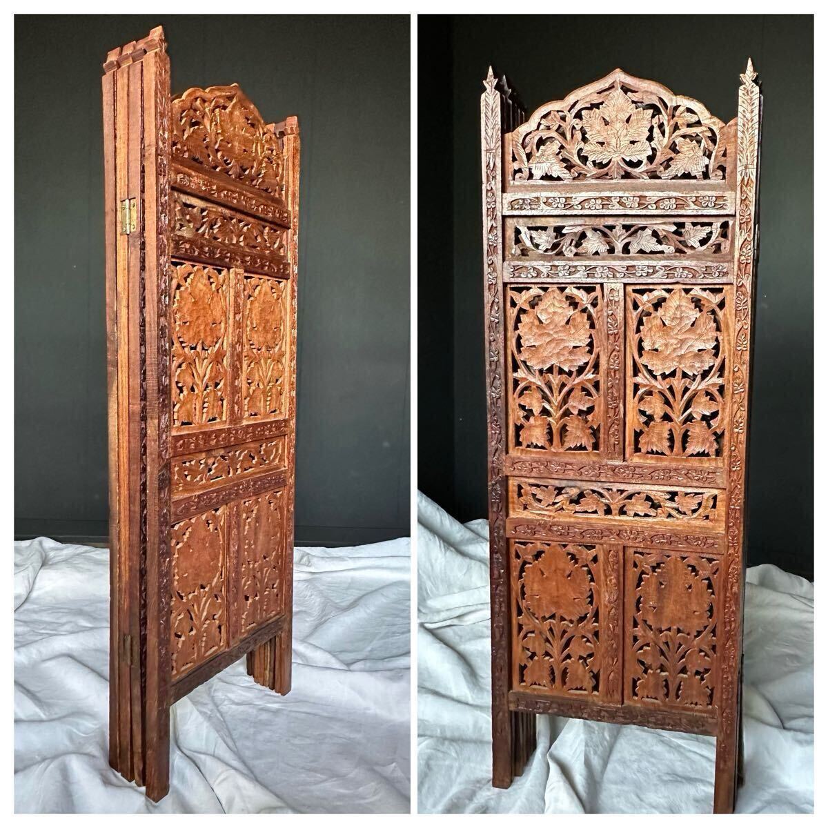 美品】手彫り アジアンパーテーション ついたて - その他 美品】手彫り アジアンパーテーション ついたて - その他