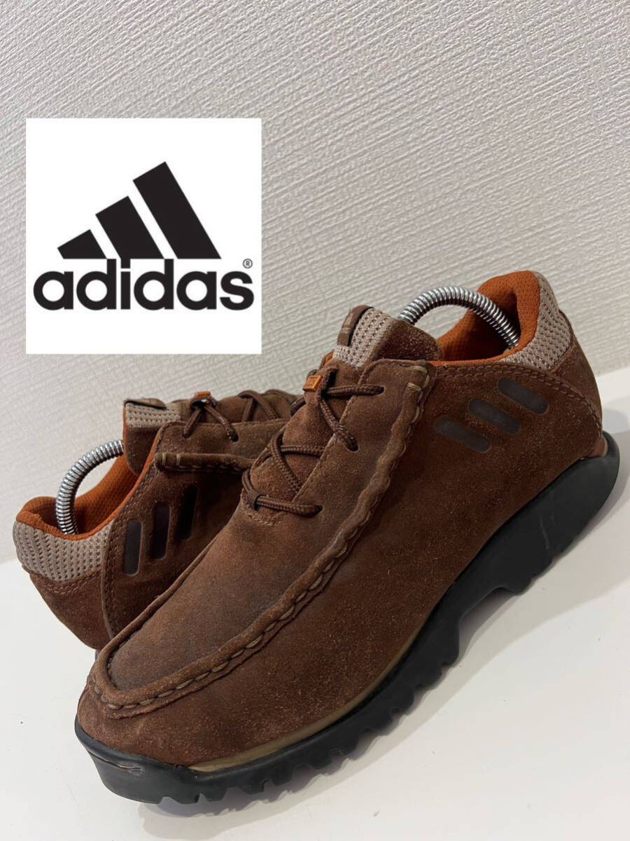 ★00s★本革★adidas★アディダス★Anzo Low Leather★アンツォローレザー★スエード★モカシン★スニーカー★ブラウン★US8.5★26.5cm★