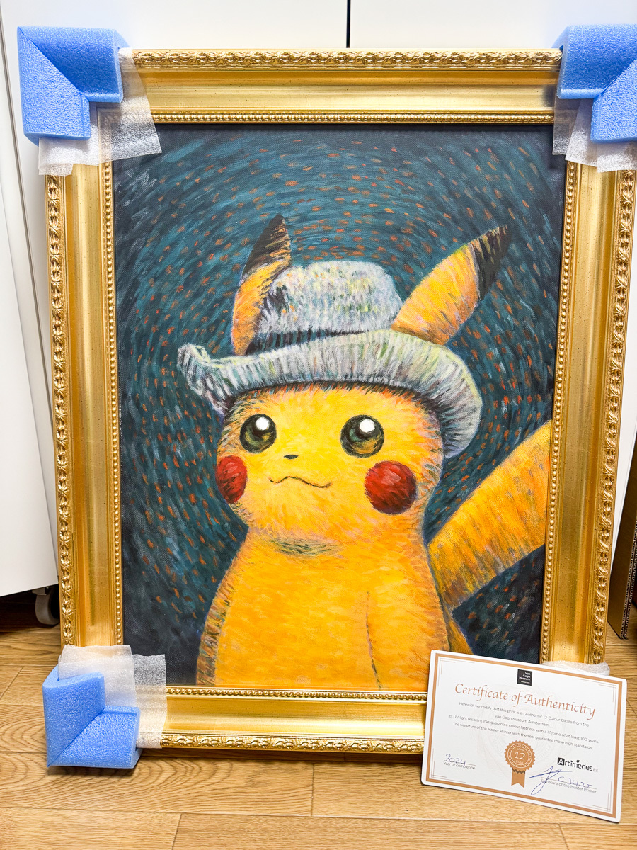 ゴッホピカチュウ 金枠 XLサイズ☆ Yahoo!オークション - ゴッホピカチュウ キャンバスアート 金枠