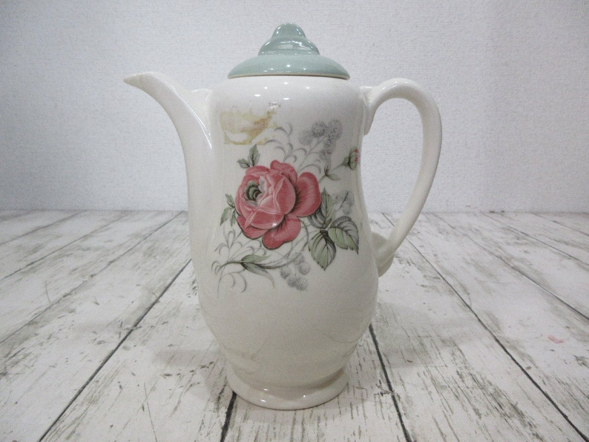 35.アンティーク　イギリス　 Royal Staffordshire　ティーポット　ピンクローズ 【星見】