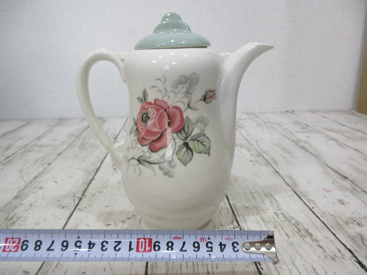 35.アンティーク　イギリス　 Royal Staffordshire　ティーポット　ピンクローズ 【星見】