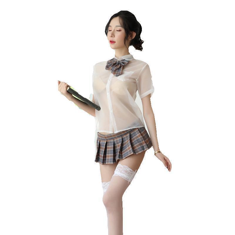 F198 セーラー服 制服 コスプレ セクシー 透け透け 半袖学生服
