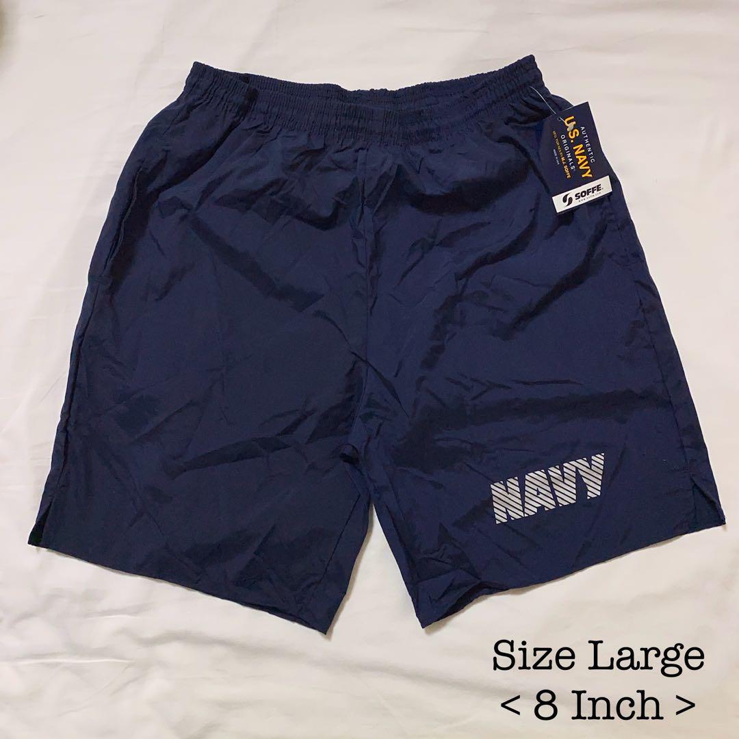 デッドストック SOFFE ソフィー US NAVYトレーニングショーツ LARGEネイビーLショートパンツ アメリカ軍ショーツUSA製ナイロン米軍 8インチ
