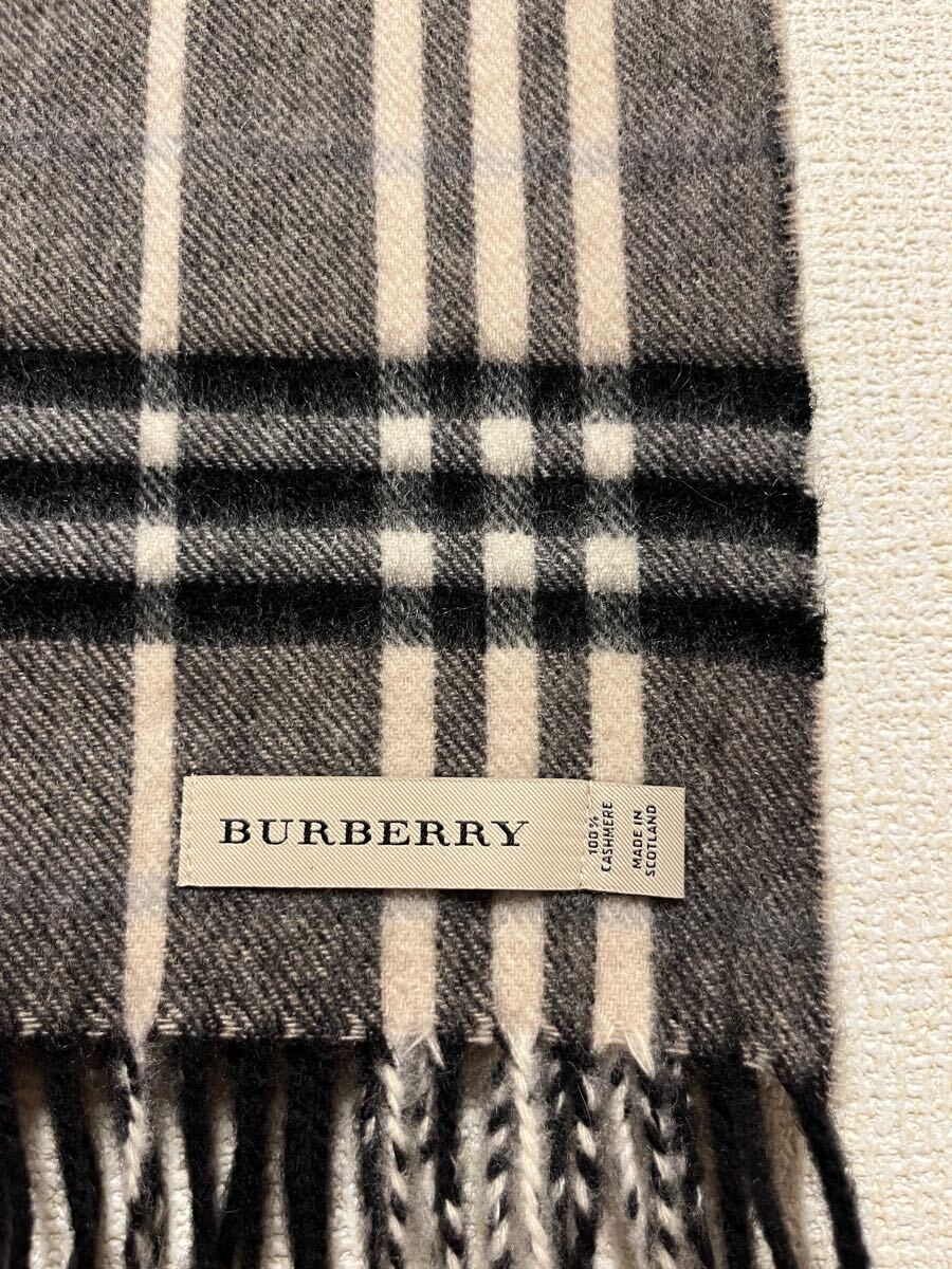 BURBERRY バーバリー マフラー カシミア100% 未使用品 グレー系 BURBERRY バーバリー マフラー カシミア100% 未使用品 グレー系