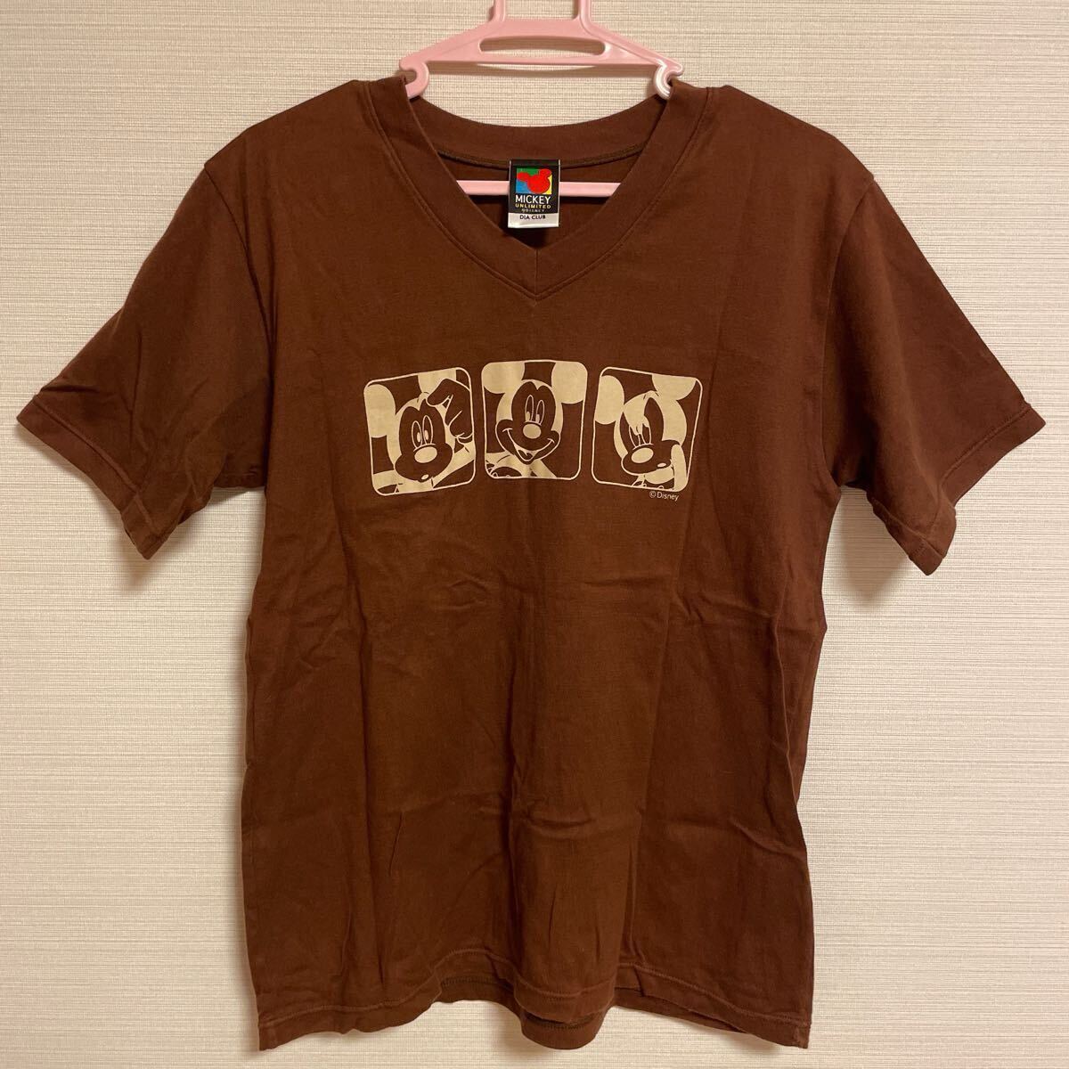 ディズニー ミッキー Tシャツ 半袖 フリーサイズ ブラウン 茶 _画像1