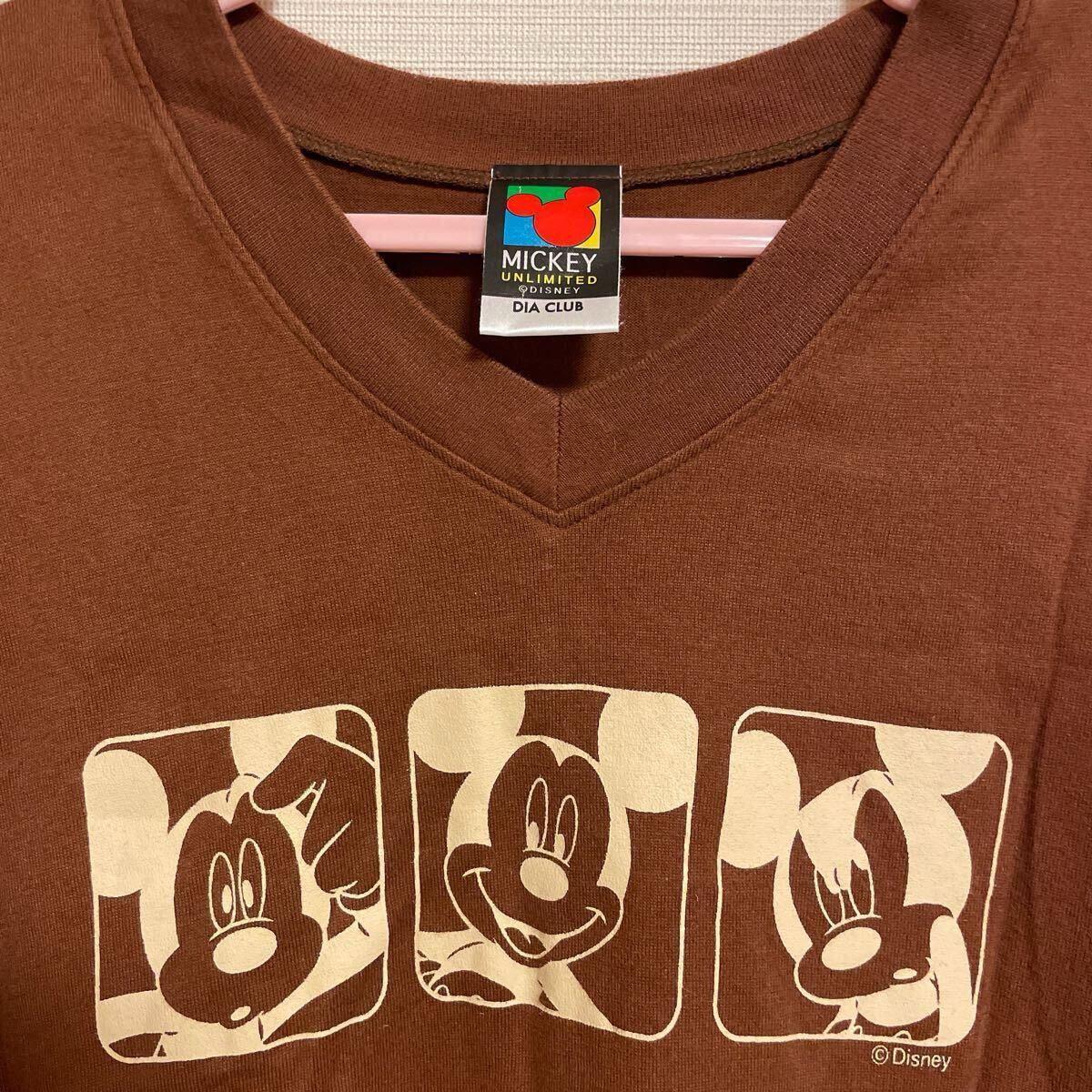 ディズニー ミッキー Tシャツ 半袖 フリーサイズ ブラウン 茶 _画像2