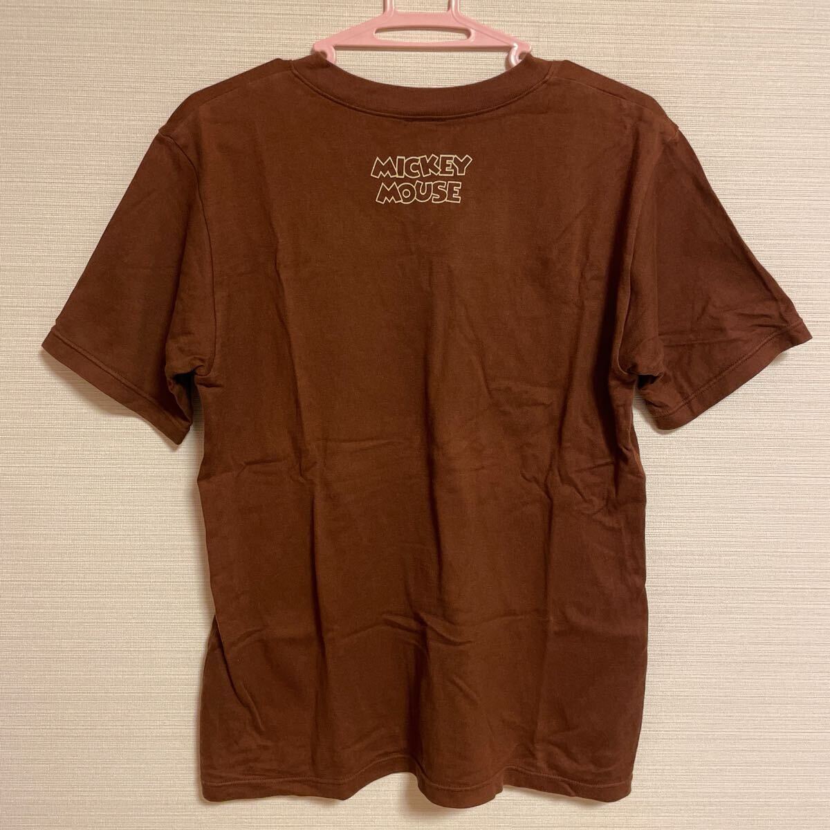 ディズニー ミッキー Tシャツ 半袖 フリーサイズ ブラウン 茶 _画像3