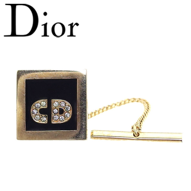 極美品】Dior ディオール ネクタイピン ゴールド ストライプ CDロゴ