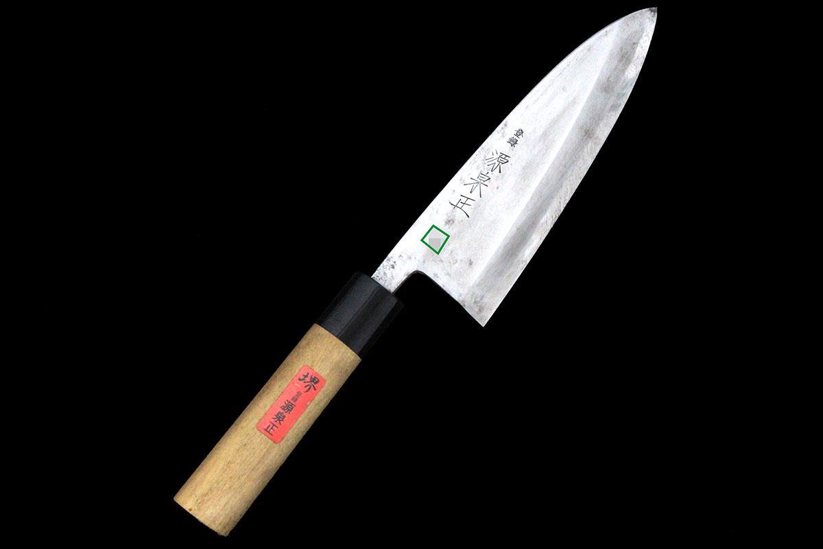 美品｜源泉正 出刃包丁 霞 六寸 PC口輪 朴柄 名入 KN02-A9829-2L1B