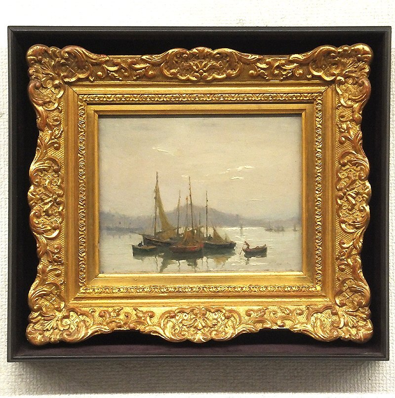 【GLC】ルネ・クーロン（RENE COULON）「夕凪」 ◆名鉄百貨店販売作・油彩2号 19世紀フランス人画家