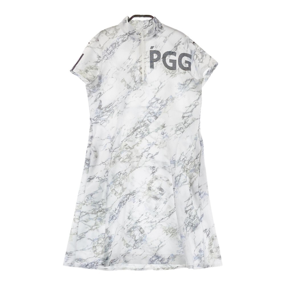 PGG PEARLY GATES パーリーゲイツ 2023年モデル ハーフジップ 半袖ワンピース 総柄 ホワイト系 1 [240101284127] ゴルフウェア レディース