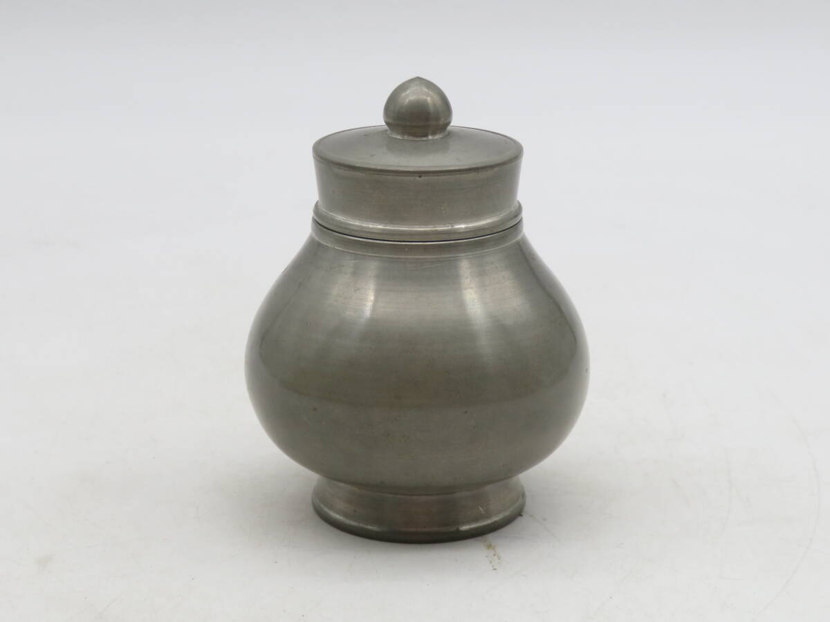 煎茶道具　純錫　静寿居蔵苑造　茶壷　茶心壷　218g　仕覆　共箱　M　R6297 煎茶道具純錫静寿居蔵苑造茶壷茶心壷218g