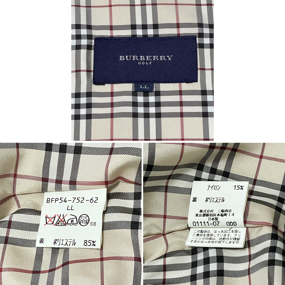 定価36 000円 三陽商会 バーバリー【BURBERRY GOLF】撥水・防風 定価36 000円 三陽商会 バーバリー【BURBERRY GOLF】撥水・防風