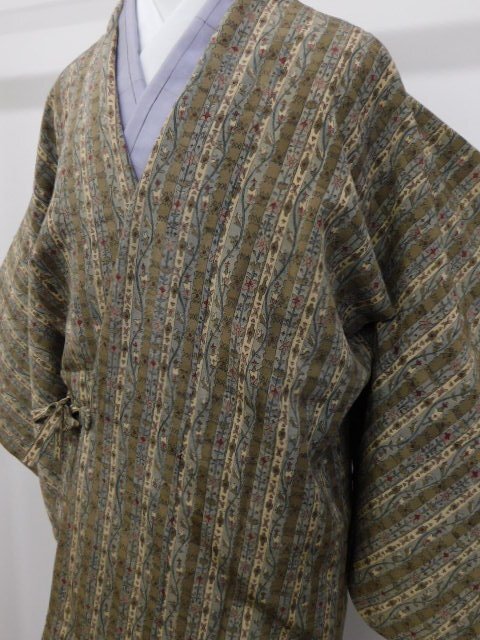 〔楽布特選〕P31406　更紗　一越縮緬　道中着コート　bk