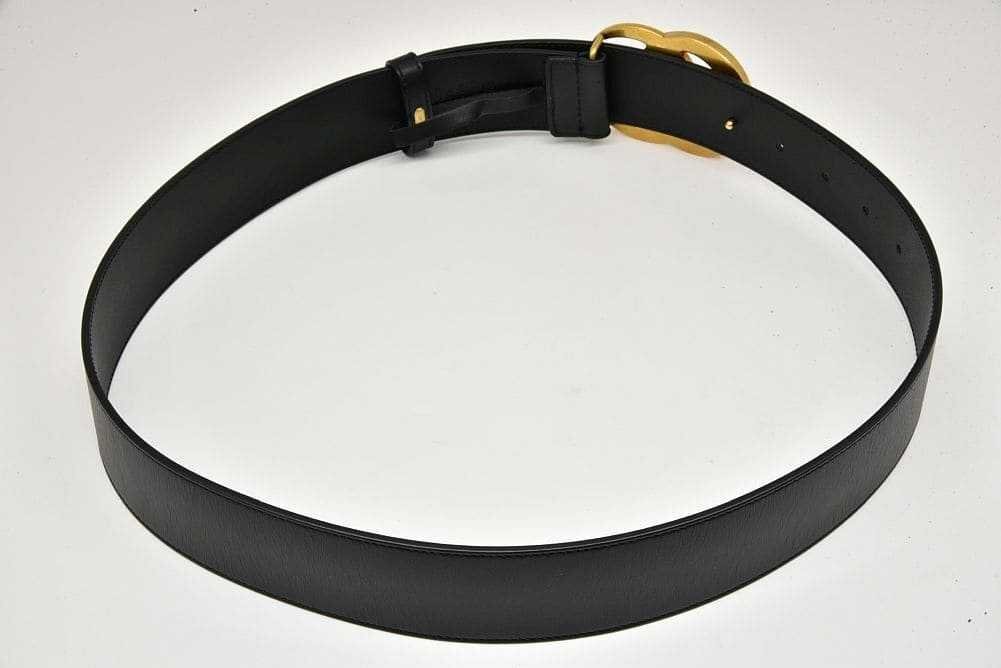  Gucci GGma-monto wide belt double G leather belt Gold 85/34 40mm 400593