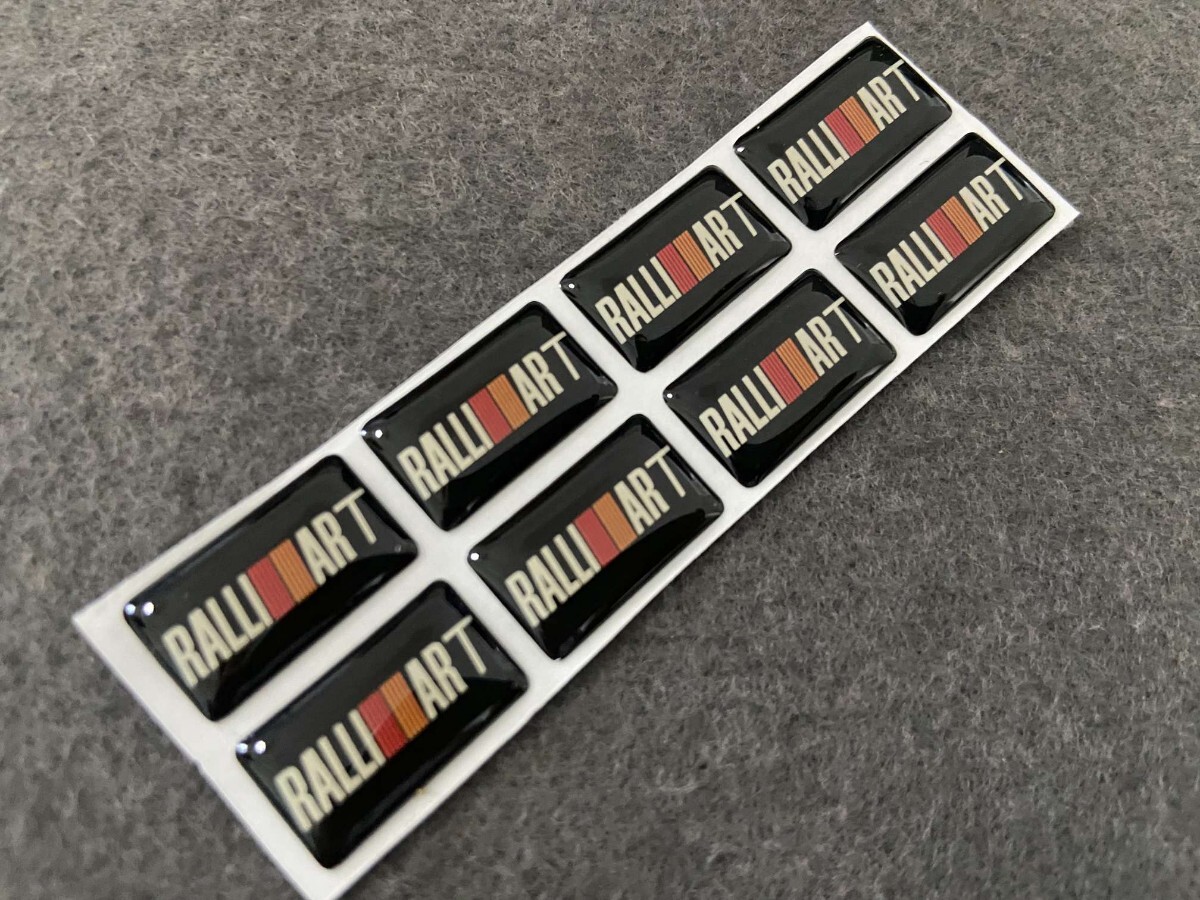 RALLI ART ミニステッカー エポキシ樹脂コーティング 8枚セット ブラック 車用 両面テープ 裝飾 13番