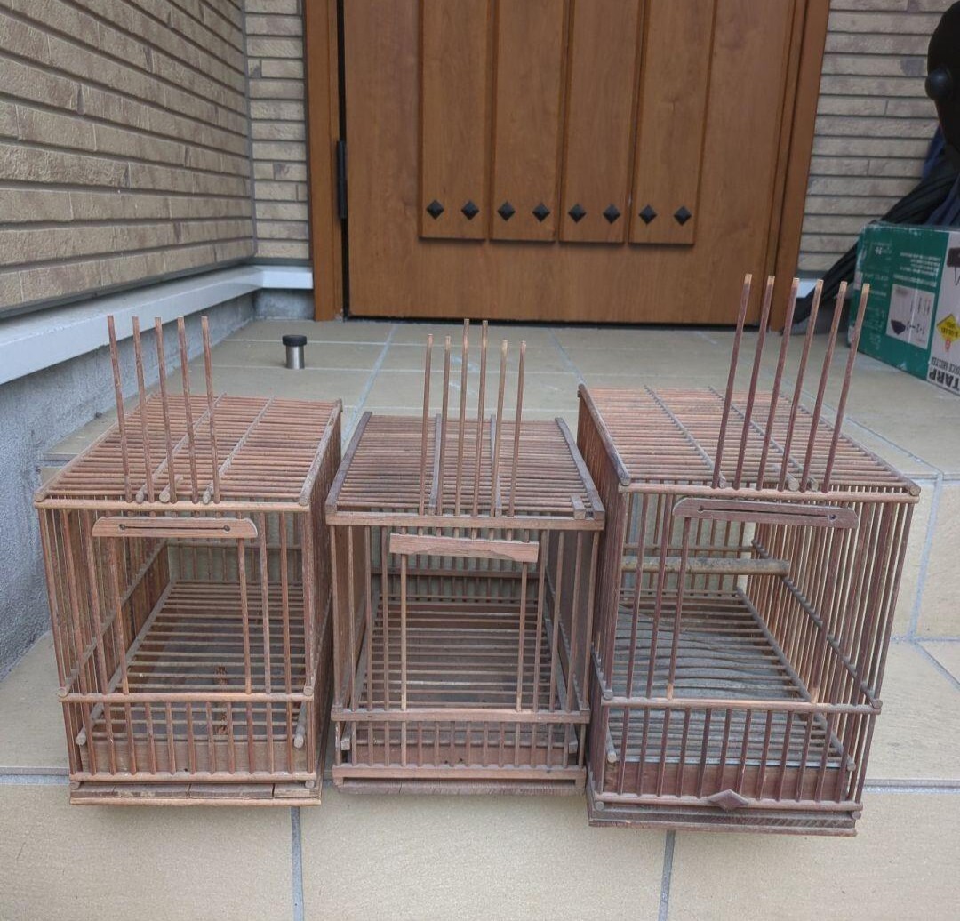 鳥籠 鳥かご 昭和レトロ 竹製 木製 文鳥 アンティーク - メルカリ