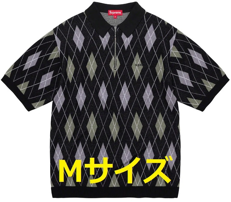 【試着のみ・送料無料】Mサイズ！Supreme Argyle Zip Polo Black ブラック シュプリーム アーガイル ジップポロ 2021FW WEEK11 BOXLOGO