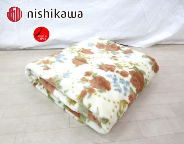 送料300円(税込)■eq327■西川 ニューマイヤー毛布 シングル オレンジ 日本製 6600円相当【シンオク】