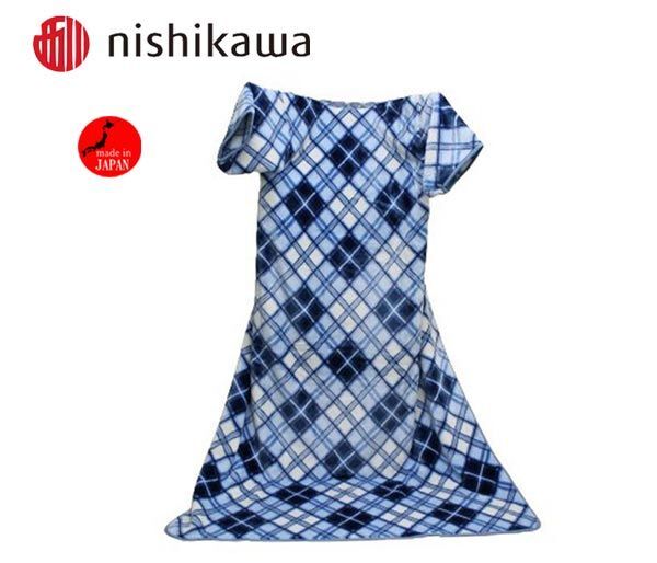 送料300円(税込)■eq328■西川 ローズカーボ 着る毛布 ブルー 日本製 9900円相当【シンオク】