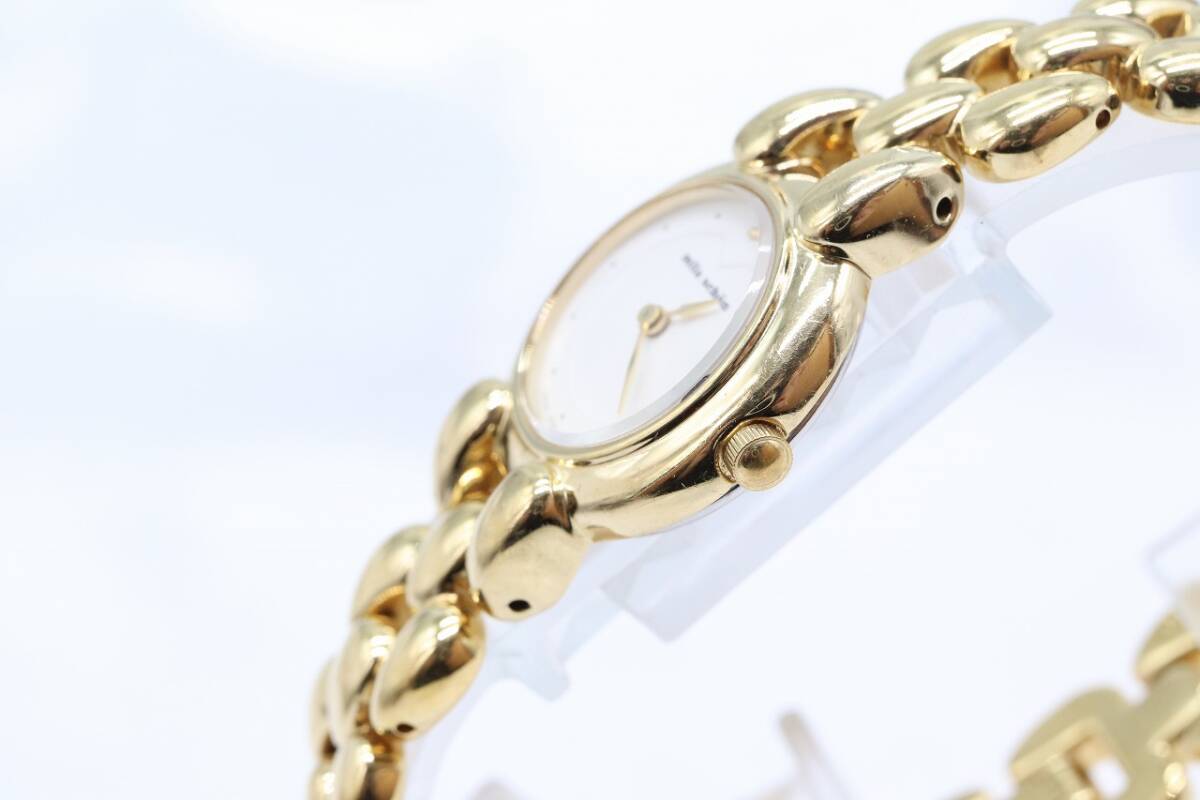 【W175-9】動作品 電池交換済 milla schon ミラショーン 腕時計 3220-L11213 ゴールドカラー レディース【送料全国一律185円】