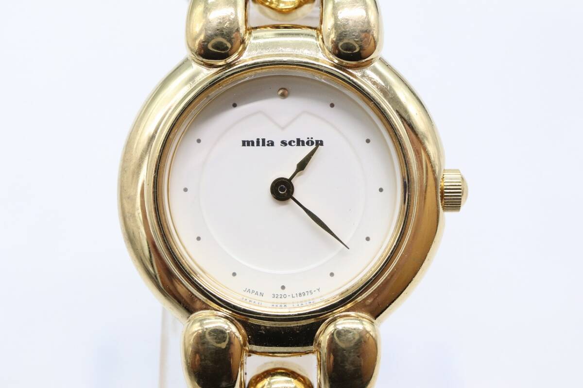 【W175-9】動作品 電池交換済 milla schon ミラショーン 腕時計 3220-L11213 ゴールドカラー レディース【送料全国一律185円】
