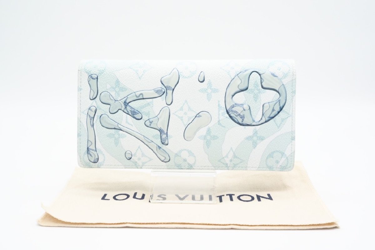 * safe 3 large guarantee * A rank {LOUIS VUITTON Louis Vuitton / folding in half long wallet } M82306 aqua garden porutofoiyubla The blue including carriage 