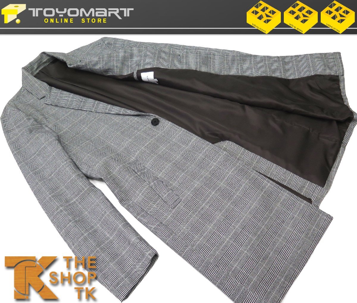 1091●THE SHOP TK タケオキクチ●新品　プレーンチェスターコート　グレーチェック/M