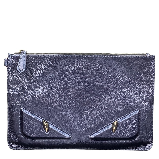 美品✨FENDI フェンディ セカンドバッグ ポーチ ネイビー ロゴスタンプ 美品✨FENDI フェンディ セカンドバッグ ポーチ ネイビー ロゴ