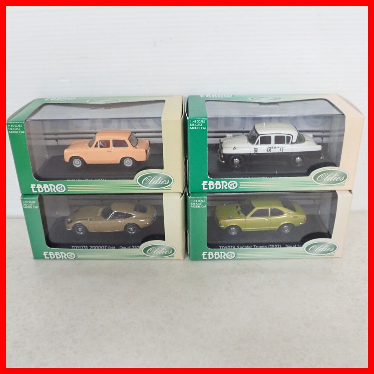 エブロ 1/43 トヨタ スプリンタートレノ TE27/2000GT/パブリカ UP10/トヨペットクラウン パトロールカー 4台セット EBBRO【10