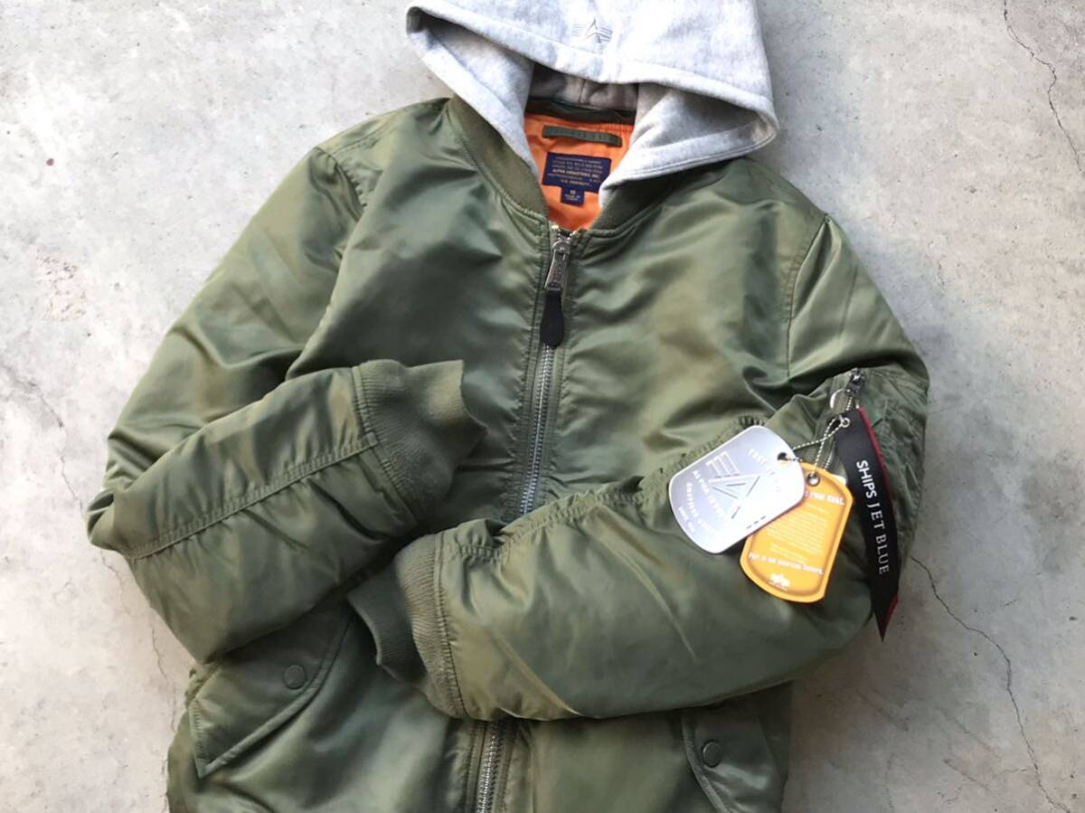 SHIPS JET BLUE別注 ALPHA INDUSTRIES MA-1フライトジャケット M アルファ メンズ ブルゾン 中綿 ナイロン コラボ