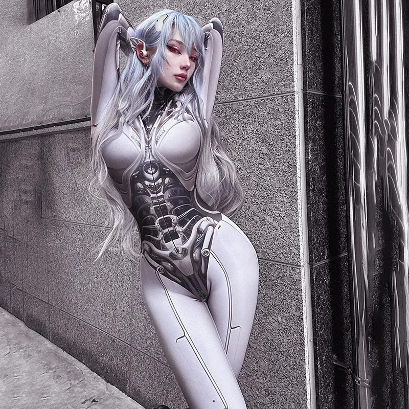 3D プリント 近未来 コスプレ アンドロイド ボディースーツ 未来的 テックスタイル 全身 コスプレ スーツ セクシー コスチューム M082