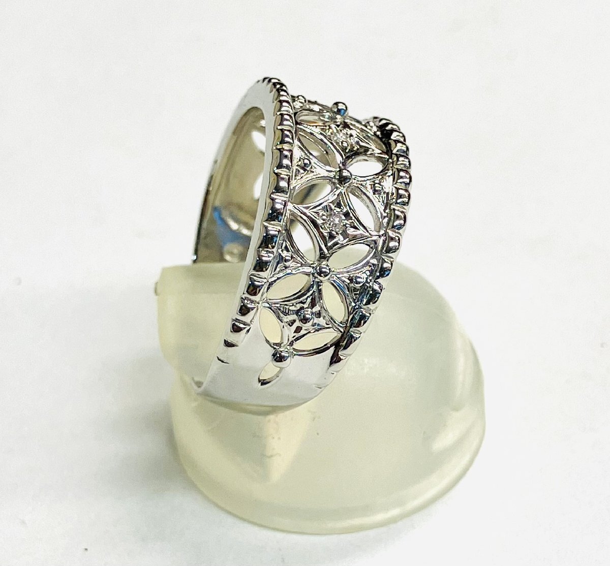 qoj.Z5L12　PT900　プラチナ　メレダイヤリング　D0.02　レーシーデザイン　12号_画像3