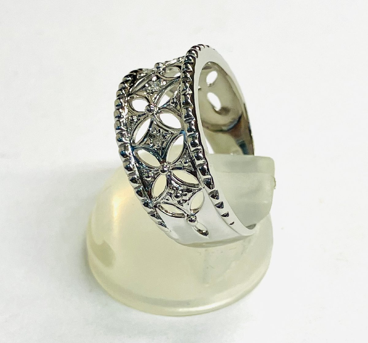 qoj.Z5L12　PT900　プラチナ　メレダイヤリング　D0.02　レーシーデザイン　12号_画像5