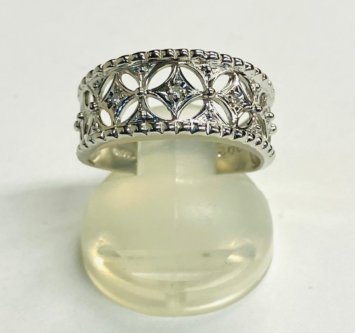 qoj.Z5L12　PT900　プラチナ　メレダイヤリング　D0.02　レーシーデザイン　12号_画像1