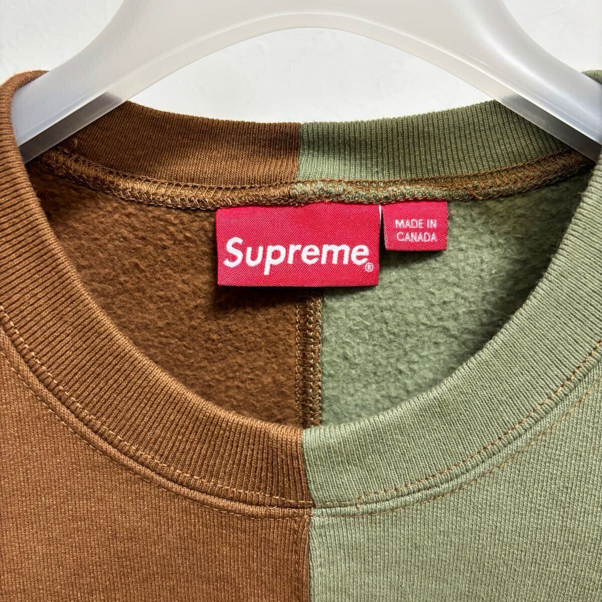 18fw Supreme Split Crewneck Sweatshirt Brown size S タグ 18fw Supreme Split Crewneck Sweatshirt Brown size S タグ