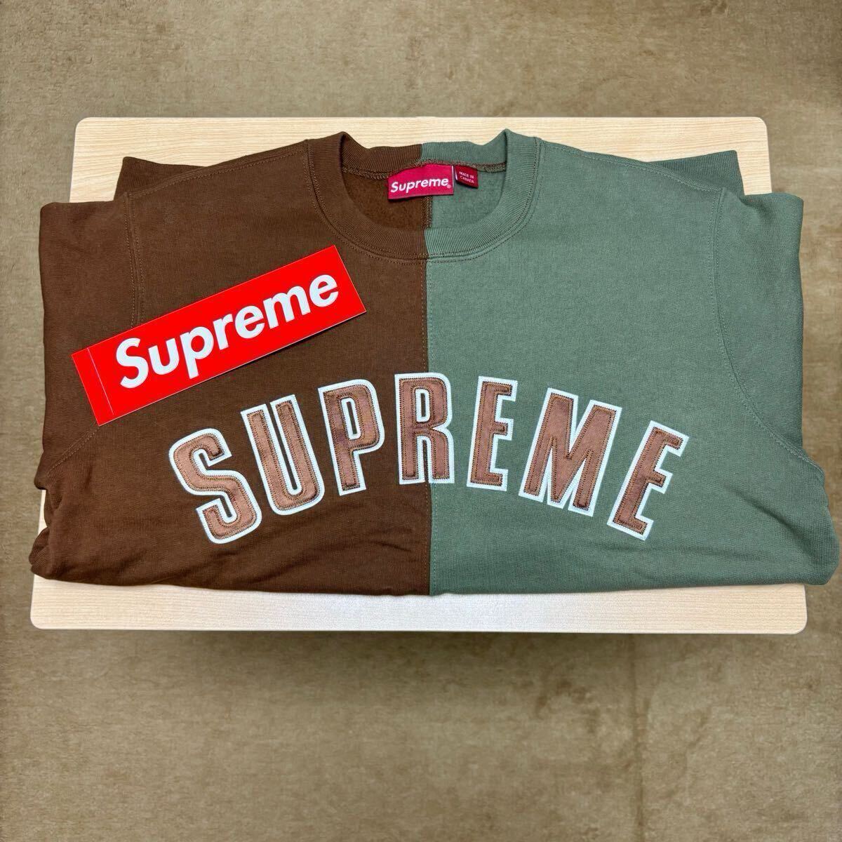 18fw Supreme Split Crewneck Sweatshirt Brown size S タグ 18fw Supreme Split Crewneck Sweatshirt Brown size S タグ