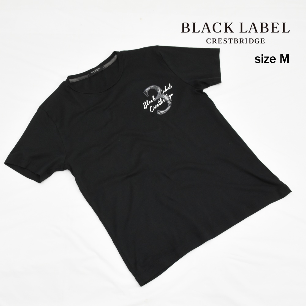 ◇美品◇ブラックレーベルクレストブリッジ◇プリントTシャツ◇サイズM◇黒◇BLACKLABEL CRESTBRIDGE◇日本製◇