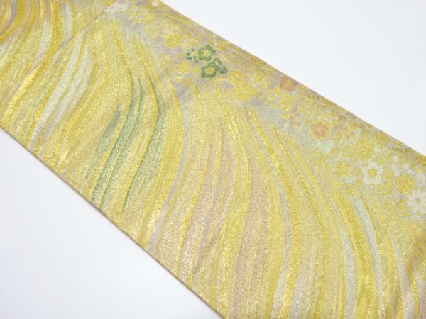 ys7174690; 宗sou よろけ横段に草花模様織り出し振袖用袋帯【着】