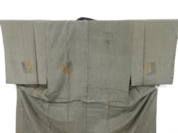 ys7177279; 宗sou 板締め絞り　百人一首模様男物長(zhǎng)襦袢【アンティーク】【著】