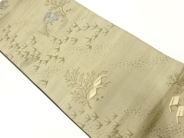 ys7181052; 宗sou 家屋に燕模様織出し昼夜帯（材料）【アンティーク】【着】
