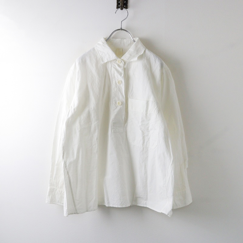 2023AW エムエイチエル マーガレットハウエル MHL LIGHTWEIGHT COTTON LINEN ブラウス 1/ホワイト トップス【2400014087482】