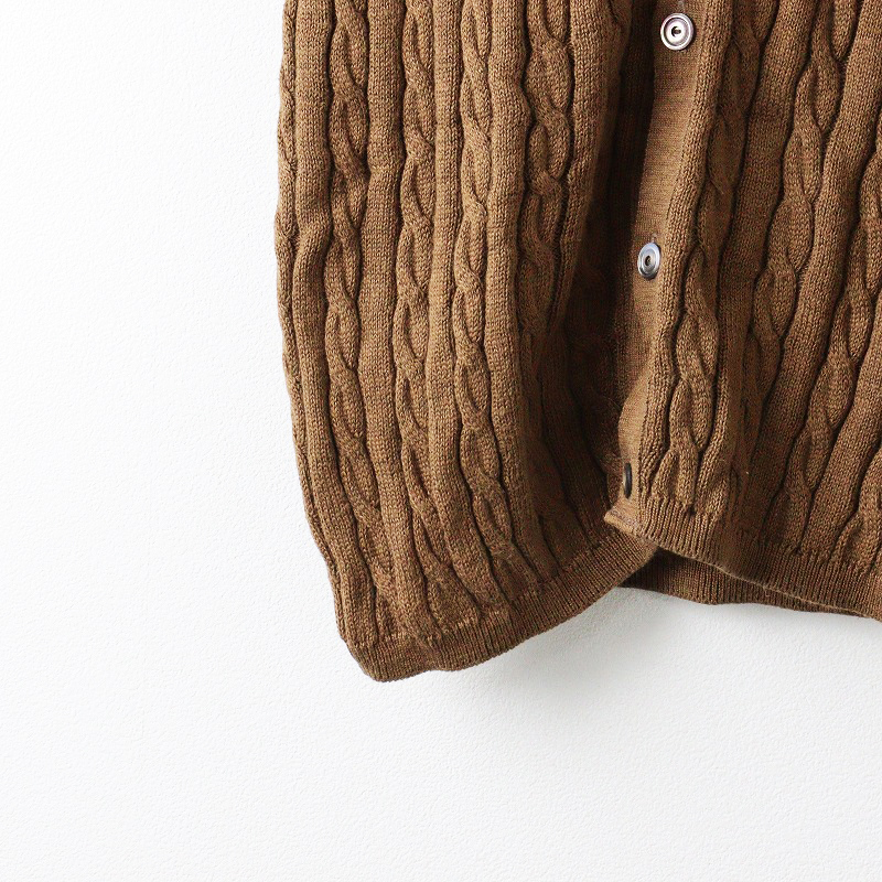  four ti пять a-ru45R 45rpm umii908 хлопок кабель вязаный короткий рукав кардиган 2/ Brown tops перо ткань [2400014101225]