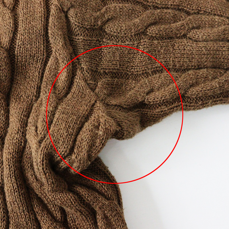  four ti пять a-ru45R 45rpm umii908 хлопок кабель вязаный короткий рукав кардиган 2/ Brown tops перо ткань [2400014101225]