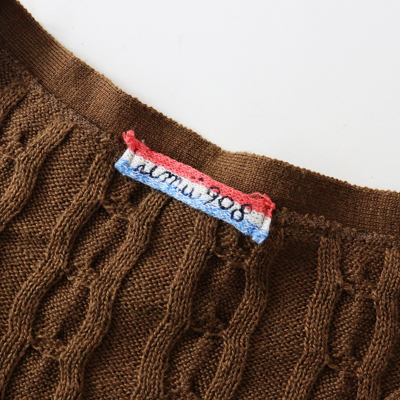  four ti пять a-ru45R 45rpm umii908 хлопок кабель вязаный короткий рукав кардиган 2/ Brown tops перо ткань [2400014101225]