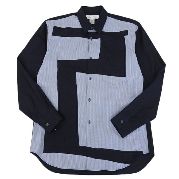 * прекрасный товар * Comme des Garcons рубашка COMME DES GARCONS SHIRT хлопок линия лоскутное шитье рубашка мужской темно-синий синий серия S W17069 [Y03278]