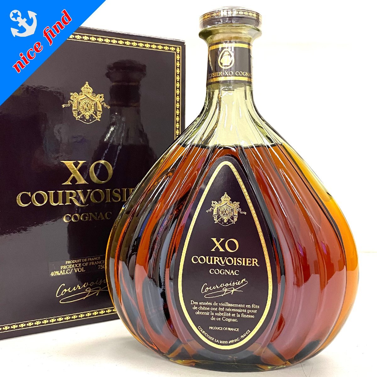 未開栓◆クルボアジェ COURVOISIER◆XO グリーンボトル 750ml アルコール40% 箱付き コニャック ブランデー 洋酒 古酒 お酒