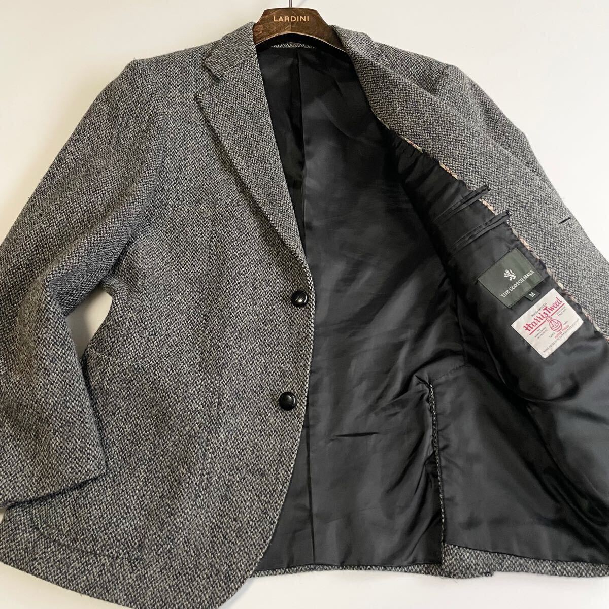 【秋冬◎英国生地】THE SCOTCH HOUSE/スコッチハウス ハリスツイード/Harris Tweed 牛革くるみボタン チェック柄 テーラードジャケット M