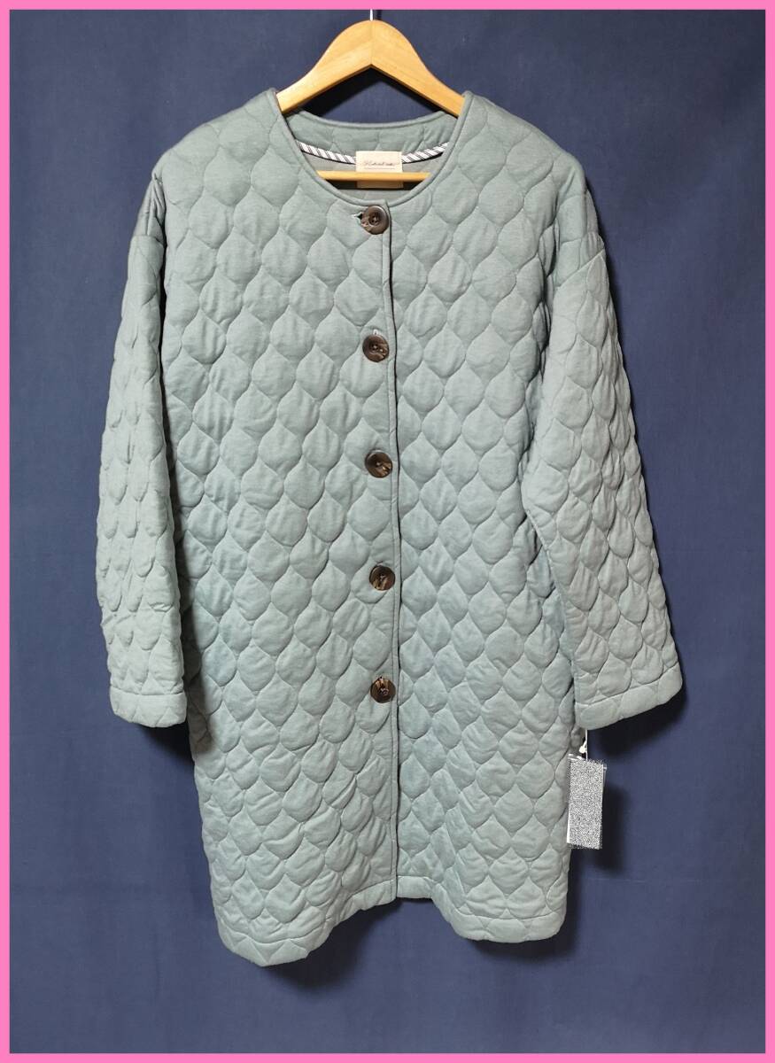 JKT‐６３‐２春秋冬☆新品☆送料込み☆即決☆ナチュラル系☆トレーナーぐらい☆Ｍ～Ｌ☆ジャケット☆ライトグリーン系☆キルティング加工