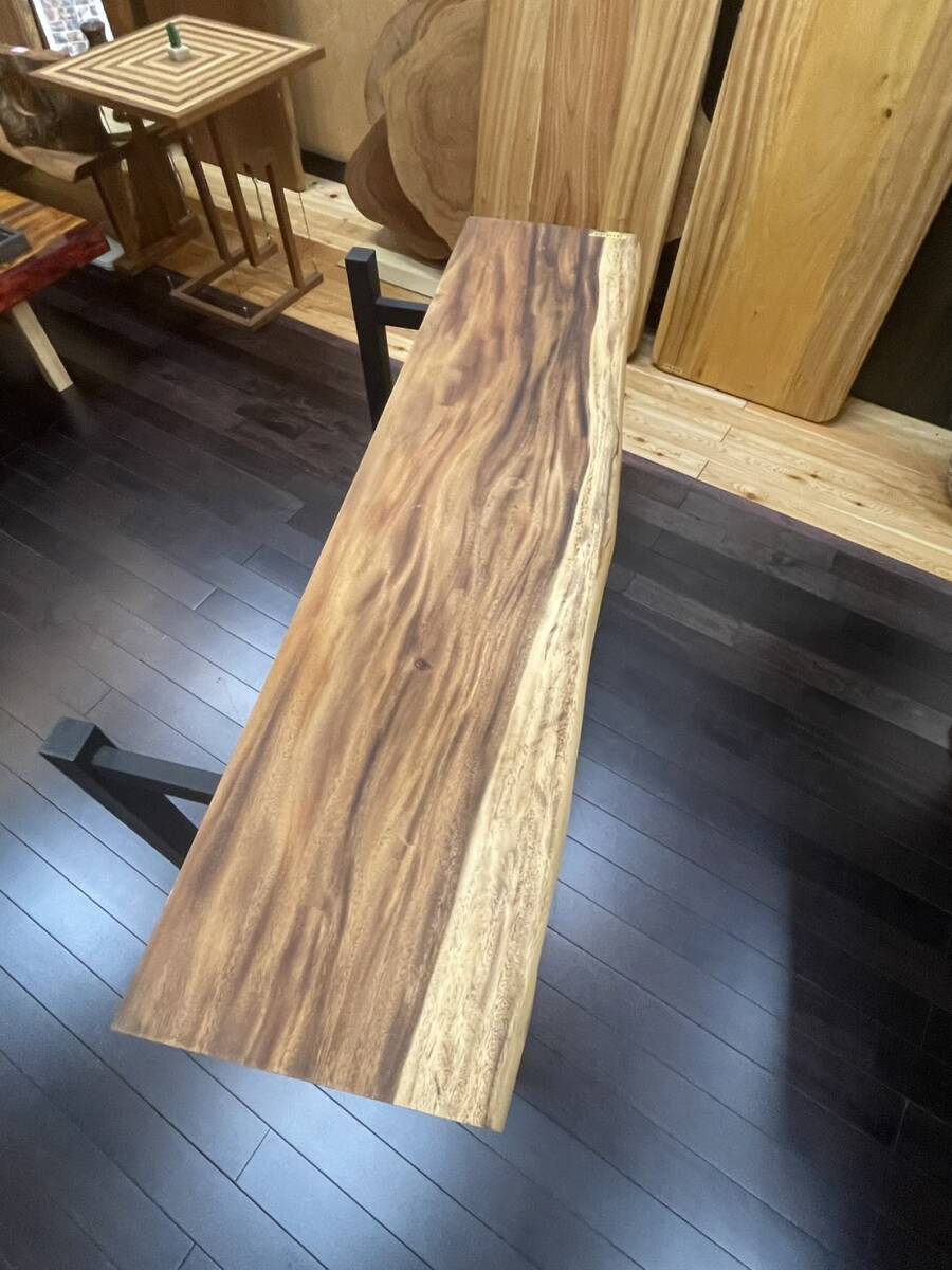 モンキーポッド　1597×400×55ミリ　無垢　一枚板　片耳付き　DIY素材　DIY製作　テーブル　インテリア　銘木